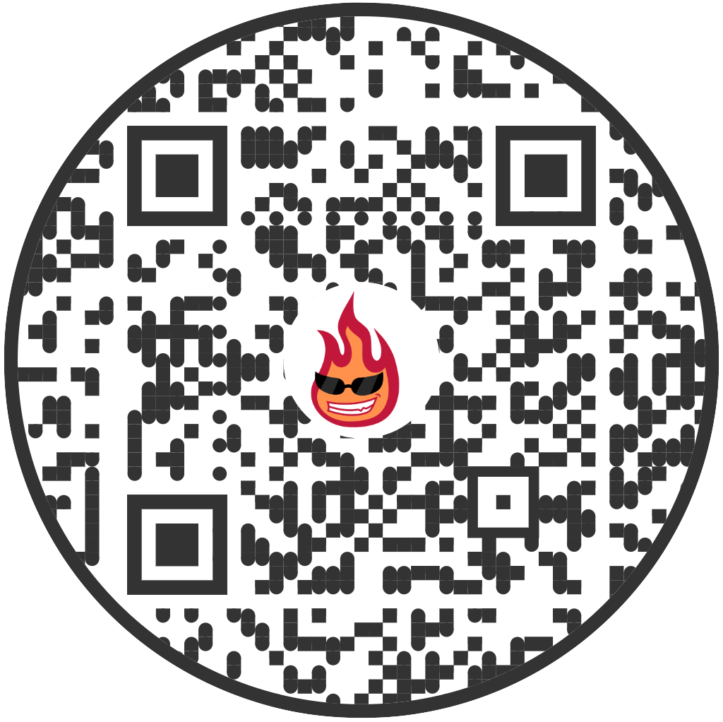 Round A Bunch of Shade QR code with fire logo in the center
